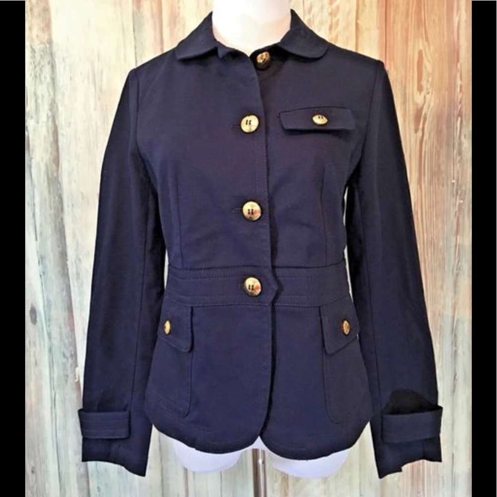 Talbots nvy blazer style jckt w/ gold buttons sz 6